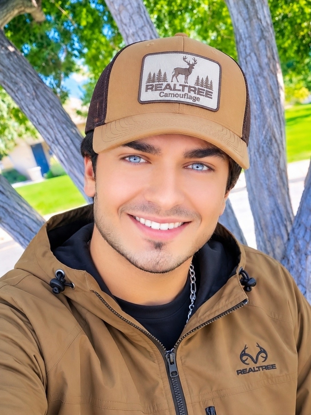 Realtree Trucker Hat Tan Brown Mesh Snapback Deer Patch One Size New